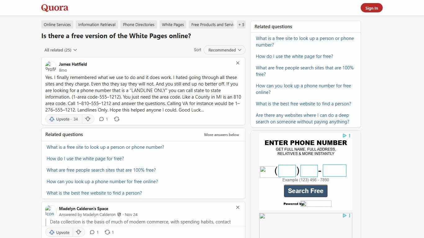 Is there a free version of the White Pages online? - Quora